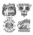 vintage monochrome surfing labels vector image vector image