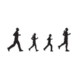 black silhouettes of running people family vector image
