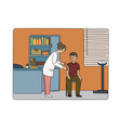 female doctor gives injection to patient vector image vector image