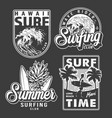 vintage monochrome surfing club labels vector image
