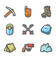 alpinism climbing the mountain icons set vector image