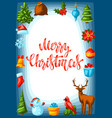 merry christmas frame design holiday decorations vector image