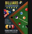 billiards game table with cue and balls vector image vector image
