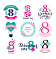 eight march badges international womens day vector image
