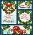 merry christmas holiday greeting cards vector image