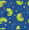 seamless pattern cute iguana vector image vector image