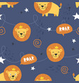 adorable little lion seamless pattern vector image vector image