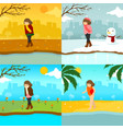 sad lonely girl multiple season scene graphic vector image