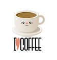 cute with a cup of coffee in kavai style vector image