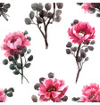 watercolor chinese rose pattern vector image
