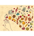 hand with handmade inspiration and objects vector image