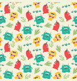seamless pattern with cute color monsters vector image vector image