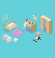 isometric interior furniture for baby room cot vector image vector image