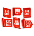 sale banner set realistic red glossy paper ribbon vector image vector image