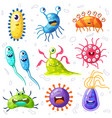 bacteria microbes cute germs and viruses vector image