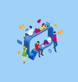 isometric social network concept chatting mobile vector image