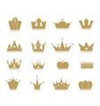 crown gold icons set vector image vector image