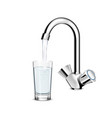 pouring water glass from faucet vector image vector image