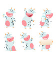 milk cow animal cartoon farm character eating vector image