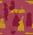 seamless pattern with funny rabbits vector image vector image