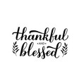 thankful and blessed calligraphy hand lettering vector image