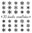 doodle snowflakes set of isolated handdrawn snow vector image