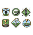 golf game icons with sport items and player or cup vector image vector image