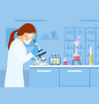 woman scientist looking through microscope vector image vector image