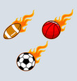 flaming sport ball vector image