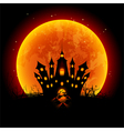 halloween blood moon and haunted castle vector image