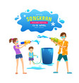 men women and children playing water guns vector image vector image