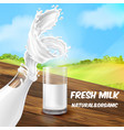 milk in bottle and glass vector image