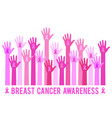 hands with pink ribbon signs breast cancer vector image vector image