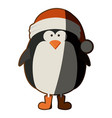 silhouette of penguin with boots and christmas hat vector image