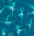 seamless background of snowflake ballet dancers vector image vector image