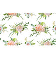 seamless pattern bouquets of pink white garden vector image vector image