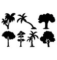 set plant and tree silhouette vector image