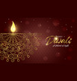 happy diwali light festival card gold hindu candle vector image vector image
