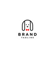 cute dog head outline with bow tie logo design vector image