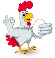 funny chicken holding eggs vector image