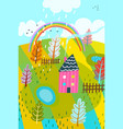 countryside summer house background kids drawing vector image