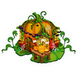 fairy tale house made out of pumpkins home vector image vector image