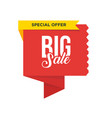 red large folded ribbon with yellow ribbon sale vector image