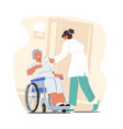 nurse or doctor measuring temperature to elderly vector image