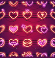 glowing neon hearts seamless background vector image