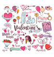 cute valentine doodles vector image