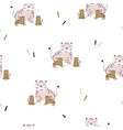 seamless pattern with cute mother tiger and baby vector image