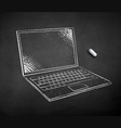 chalk drawn laptop vector image vector image