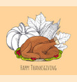 happy thanksgiving poster with food set vector image vector image