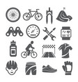 biking icons set on white background vector image